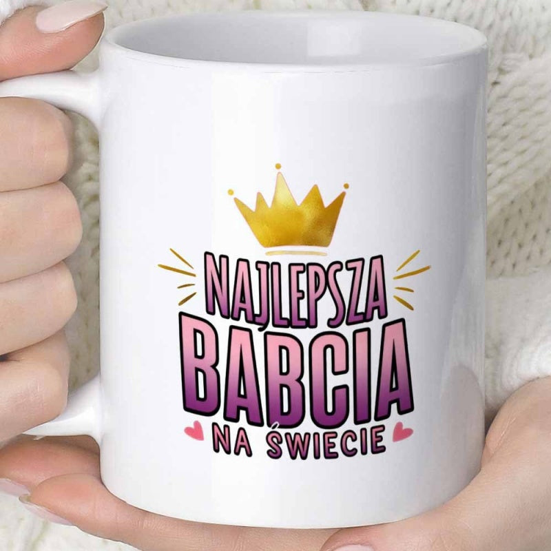 Tailorly White Ceramic 11 oz Mug - Sparkling Golden Royal Crown Among Pink Hearts Decorative Crown