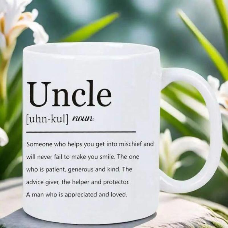 Tailorly White Ceramic 11 oz Mug - Uncle Featuring Classic Dictionary Style Lettering Design Mug
