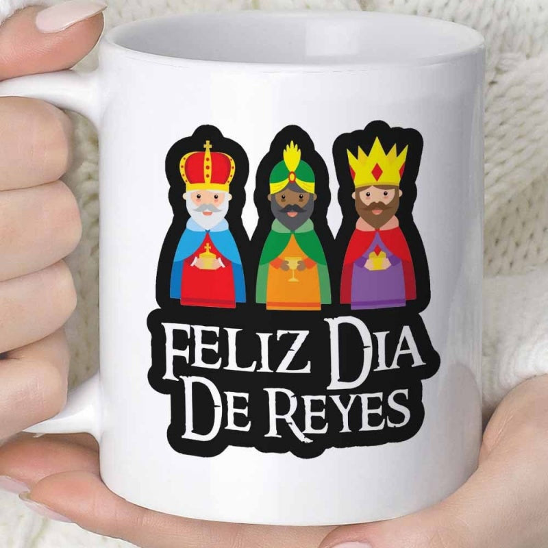 Tailorly White Ceramic 11 oz Mug - Three Wise Men Wearing Royal Crowns And Robes For Epiphany Kings
