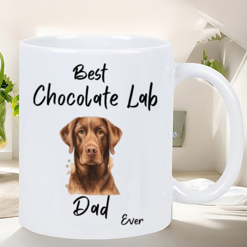 Tailorly White Ceramic 11 oz Mug - Best Chocolate Lab Dad Ever Adorable Chocolate Labrador Retriever Head With Realistic Brown Fur Textures And Expressive Eyes Dog