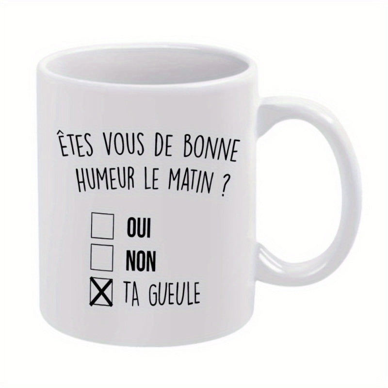 Tailorly White Ceramic 11 oz Mug - Minimalist White Ceramic Kitchenware With A Morning Mood Check List Mug