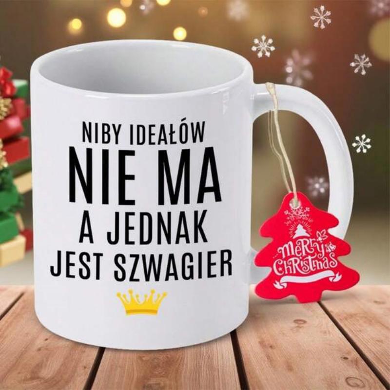 Tailorly White Ceramic 11 oz Mug - Merry Christmas Golden Regal Symbol Sitting Atop Bold Decorative Lettering Crown