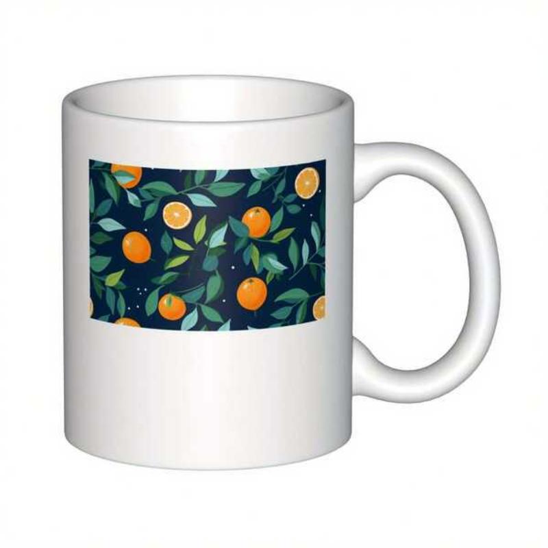 Tailorly White Ceramic 11 oz Mug - Vibrant Ripe Fruit Nestled Among Lush Green Leaves And Summer Branches Orange