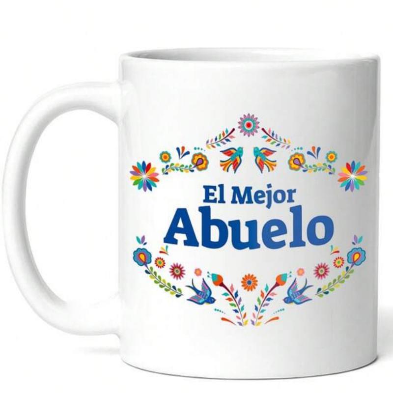 Tailorly White Ceramic 11 oz Mug - Vibrant Colorful Folk Art Floral Motifs With Symmetrical Birds Pattern Mug