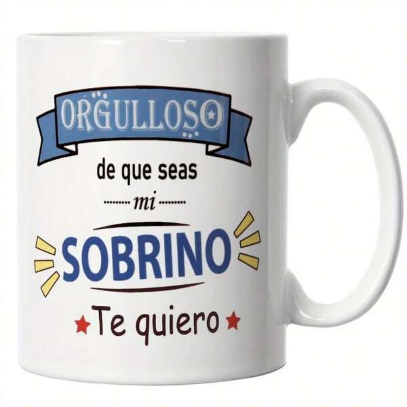 Tailorly White Ceramic 11 oz Mug - Minimalist White Ceramic Vessel Featuring Decorative Blue Ribbon Banner And Stars Mug