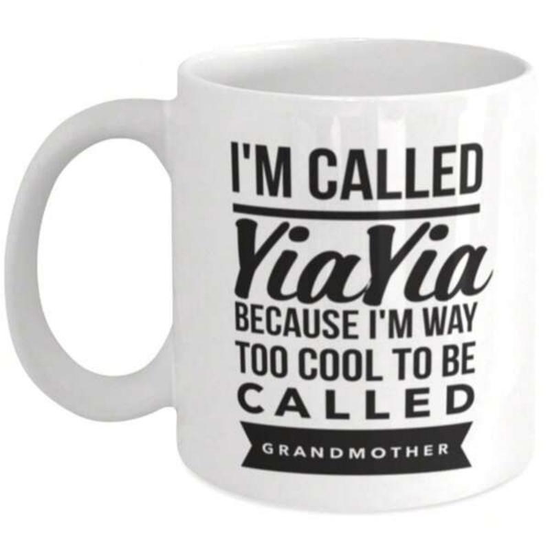 Tailorly White Ceramic 11 oz Mug - Im Called Yiayia Because Im Way Too Cool To Be Called Grandmother Minimalist White Ceramic With Bold Black Artistic Typography