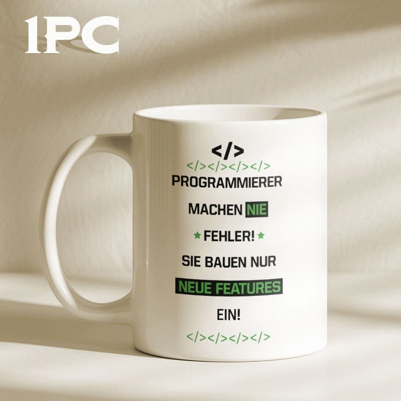 Tailorly White Ceramic 11 oz Mug - Minimalist Coding Symbols Displayed On A Polished Mug