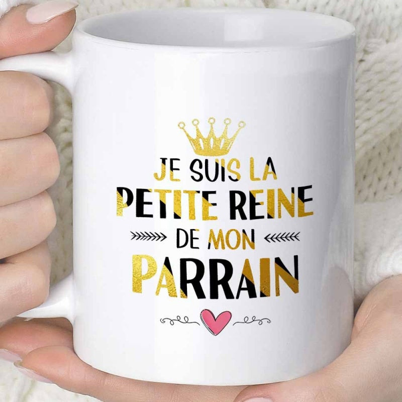 Tailorly White Ceramic 11 oz Mug - Elegant Golden Graphic With Stylish Typography Above A Small Heart Crown