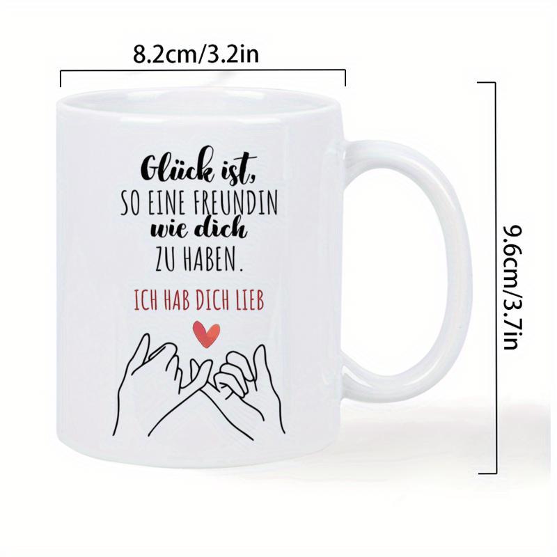Tailorly White Ceramic 11 oz Mug - Minimalist Line Art Representing Pinky Promise Under Tiny Red Heart Hands
