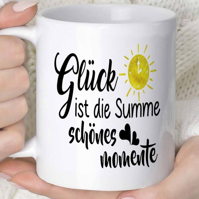Tailorly White Ceramic 11 oz Mug - Vibrant Yellow Watercolor Sun With Tiny Black Hearts Radiating Positive Energy Sun