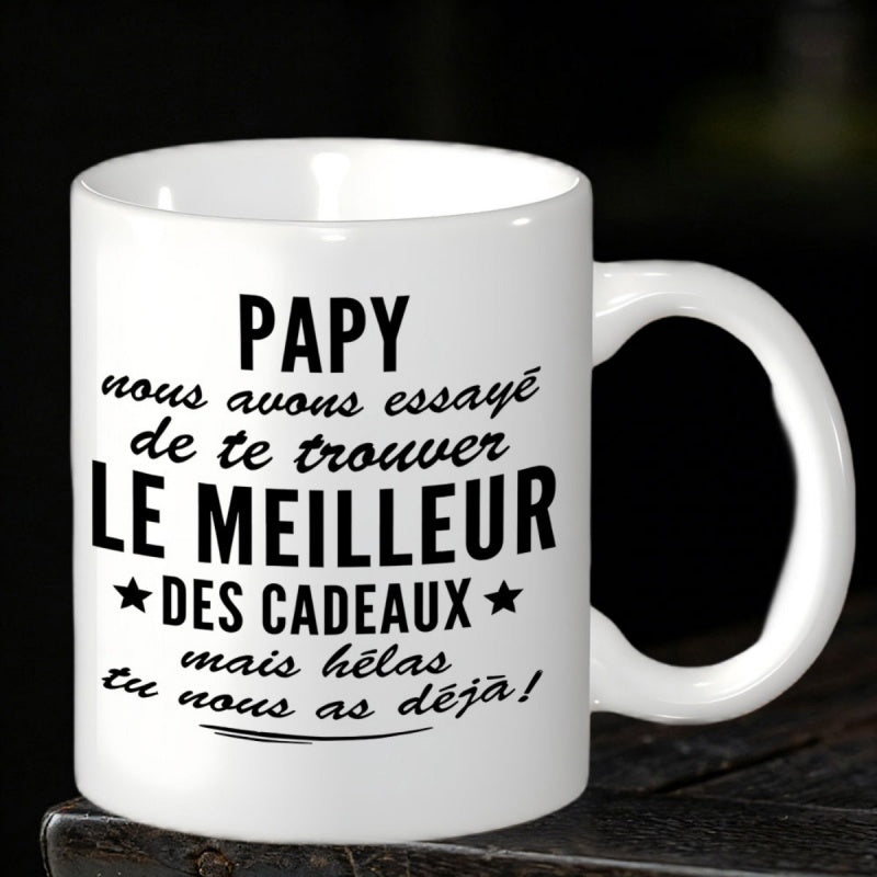 Tailorly White Ceramic 11 oz Mug - Minimalist White Ceramic Vessel With Bold Black Typography And Stars Mug