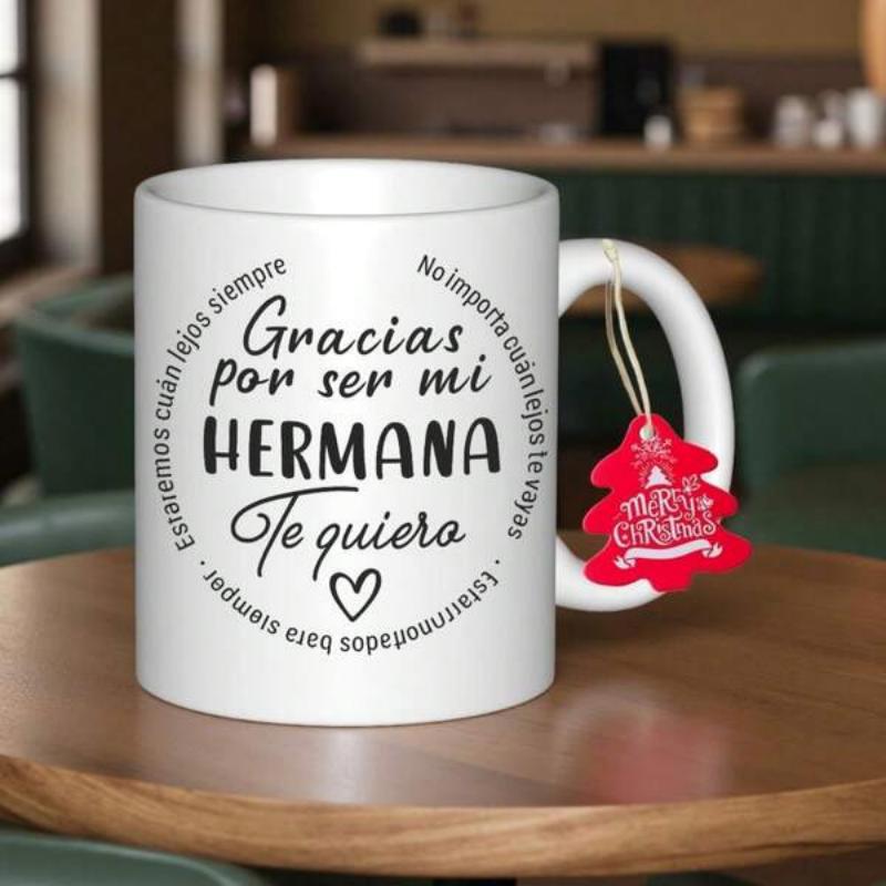 Tailorly White Ceramic 11 oz Mug - Minimalist Artistic Script Typography Surrounded By Delicate Circular Lettering Layout Heart