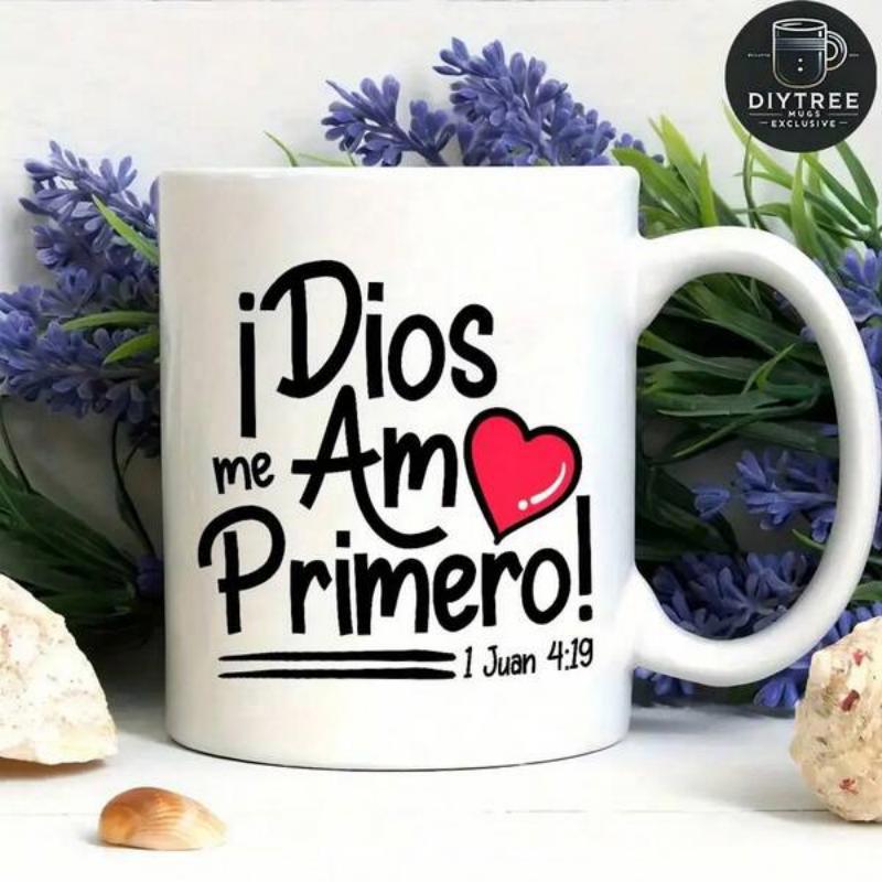 Tailorly White Ceramic 11 oz Mug - Simple Artistic Black Lettering Featuring A Small Vibrant Red Heart