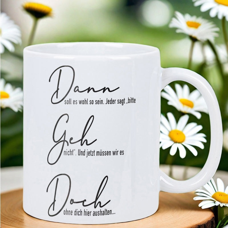 Tailorly White Ceramic 11 oz Mug - Elegant Calligraphy Script On A Simple White Ceramic Morning Coffee Mug