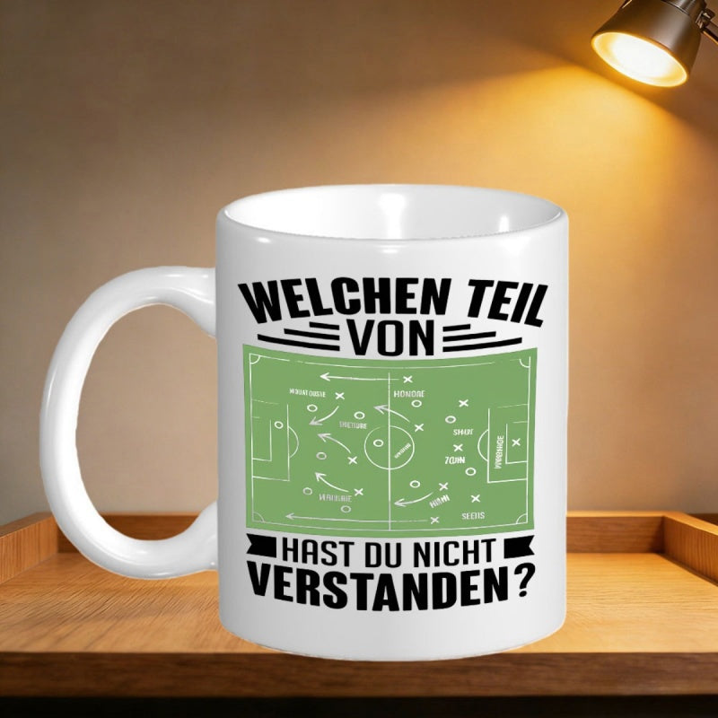 Tailorly White Ceramic 11 oz Mug - Green Tactical Soccer Field With Strategic Markings And Play Positions Board