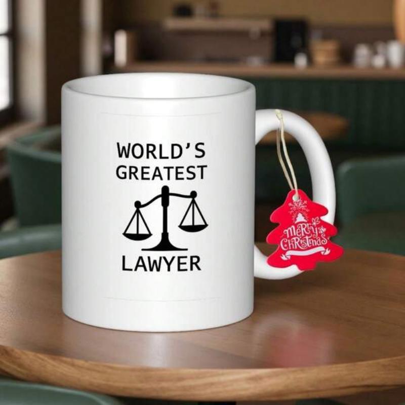 Tailorly White Ceramic 11 oz Mug - Worlds Greatest Lawyer Elegant Black Justice Symbol Representing Balance Fairness And Legal Integrity Scale