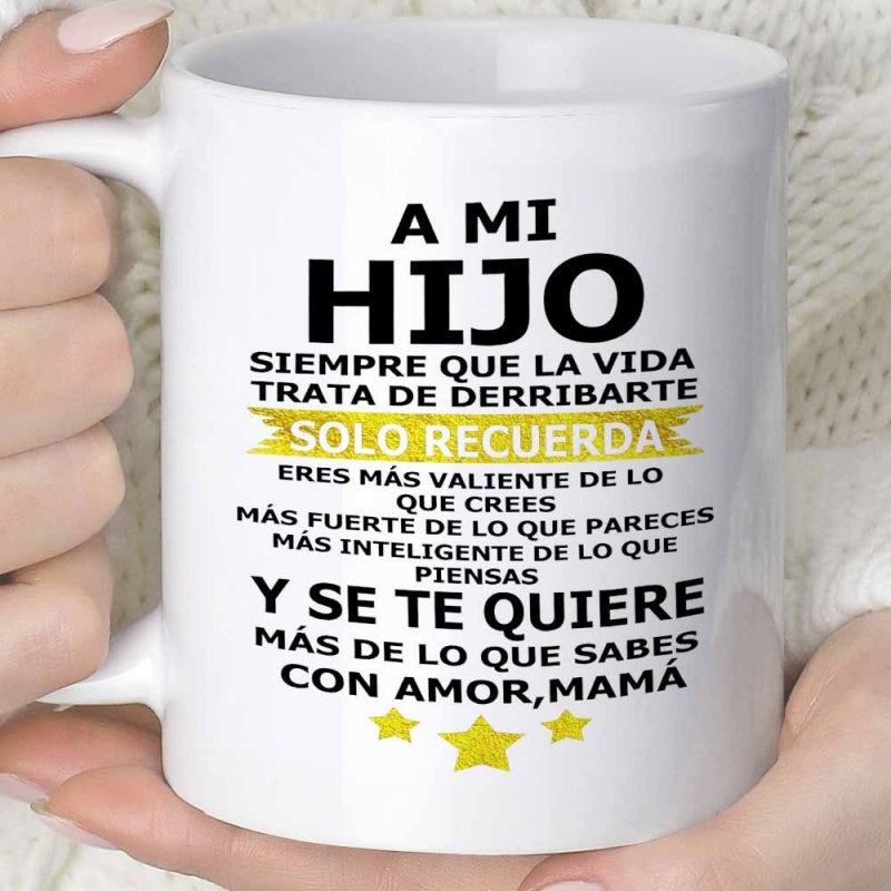 Tailorly White Ceramic 11 oz Mug - Luminous Golden Stars Arrayed Beneath Elegant Minimalist Typography Print Design