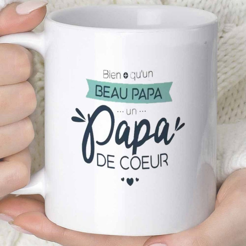 Tailorly White Ceramic 11 oz Mug - Stylized Script Lettering With Decorative Teal Banner And Small Heart Mug
