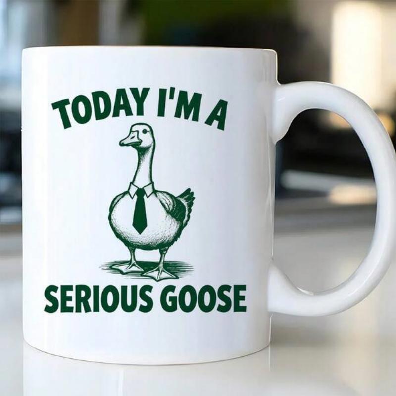 Tailorly White Ceramic 11 oz Mug - Today Im A Serious Goose Professional Bird Wearing Elegant Necktie And Dress Shirt Goose