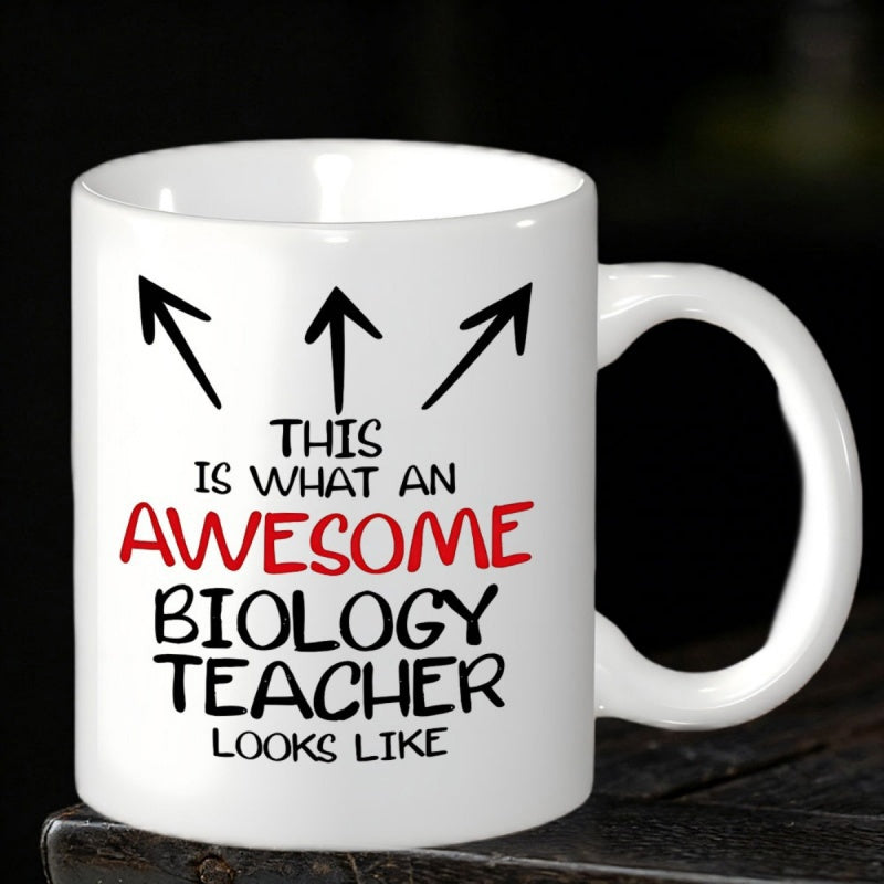 Tailorly White Ceramic 11 oz Mug - This Is What An Awesome Biology Teacher Looks Like Minimalist Hand Drawn Black Arrows Pointing Upward In A Simple Style Arrow
