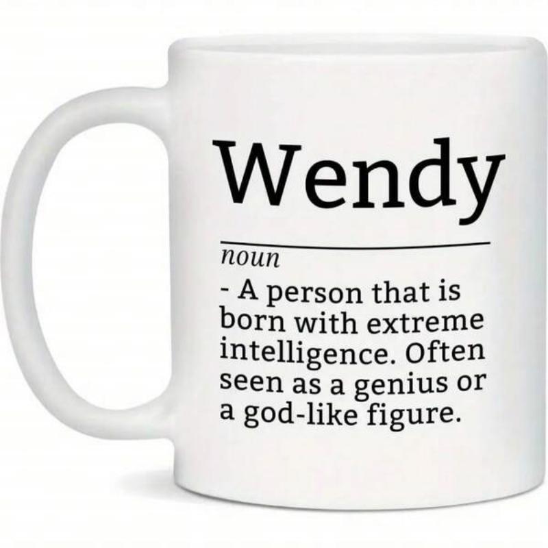 Tailorly White Ceramic 11 oz Mug - Wendy Definition Person Born With Extreme Intelligence Genius God Like Figure Simple Clean Minimalist Dictionary Entry Printed