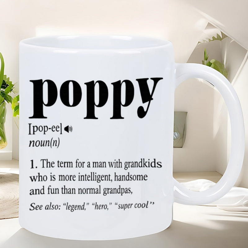 Tailorly White Ceramic 11 oz Mug - Poppy Legend Hero Super Cool Minimalist Dictionary Typography Design Centered On A Clean Bright Surface Mug