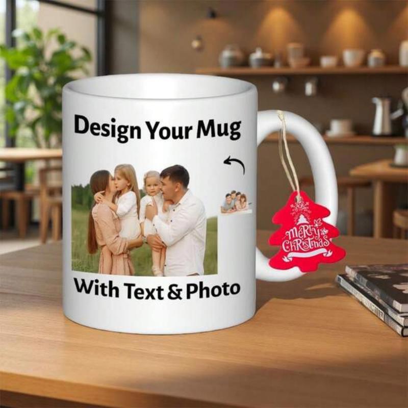 Tailorly White Ceramic 11 oz Mug - Design Your Mug With Text Photo Happy Loving Family Members Smiling Together In Sunny Outdoor Field Family