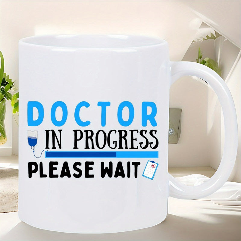 Tailorly White Ceramic 11 oz Mug - Doctor In Progress Please Wait Blue Loading Bar And Medical Icons On