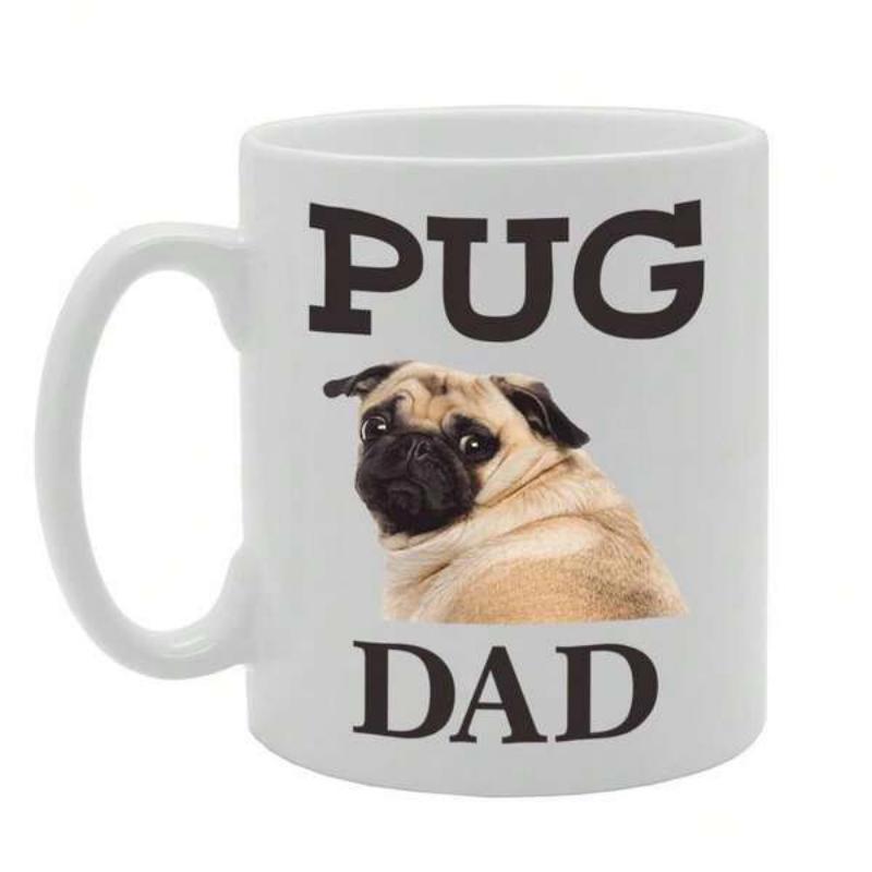 Tailorly White Ceramic 11 oz Mug - Pug Dad Adorable Small Dog Portrait Featuring Expressive Eyes And Wrinkled Face Pug