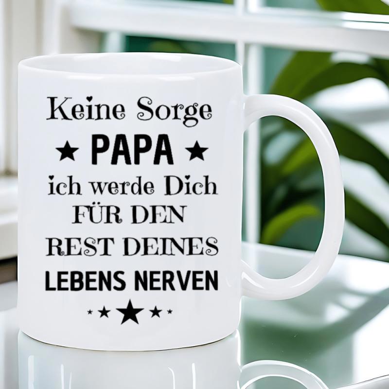 Tailorly White Ceramic 11 oz Mug - Elegant Featuring Decorative Black Stars And Bold Text Mug