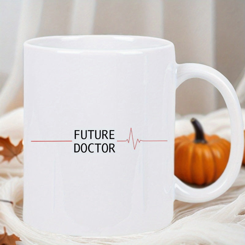 Tailorly White Ceramic 11 oz Mug - Future Doctor Minimalist Red Heartbeat Line Representing Medical Passion And Vitality Professional Mug