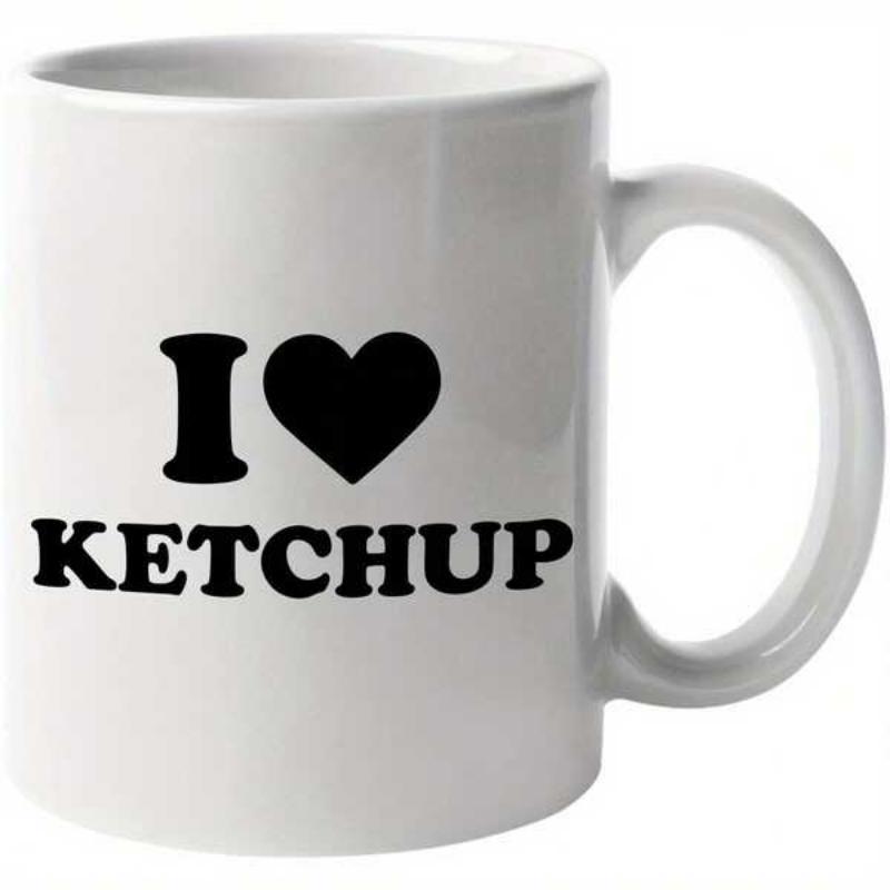 Tailorly White Ceramic 11 oz Mug - I Ketchup Minimalist Black Heart Symbol Centered Within A Clean White Background Heart
