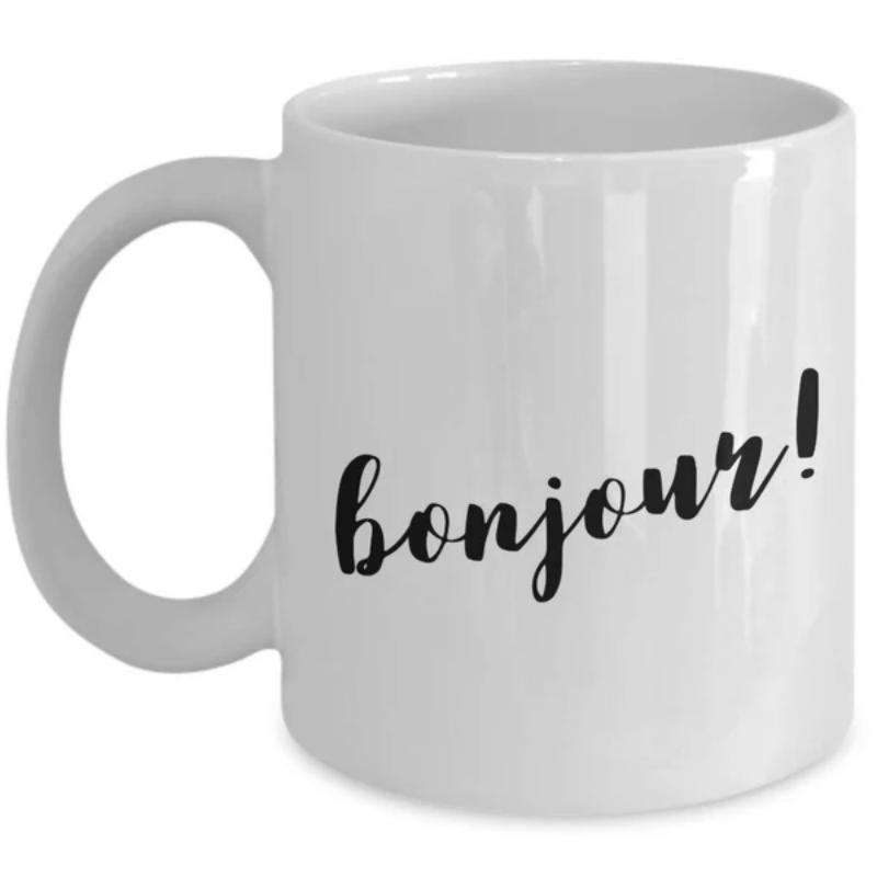 Tailorly White Ceramic 11 oz Mug - Minimalist White Ceramic Vessel With Elegant Black Script Calligraphy Design Mug