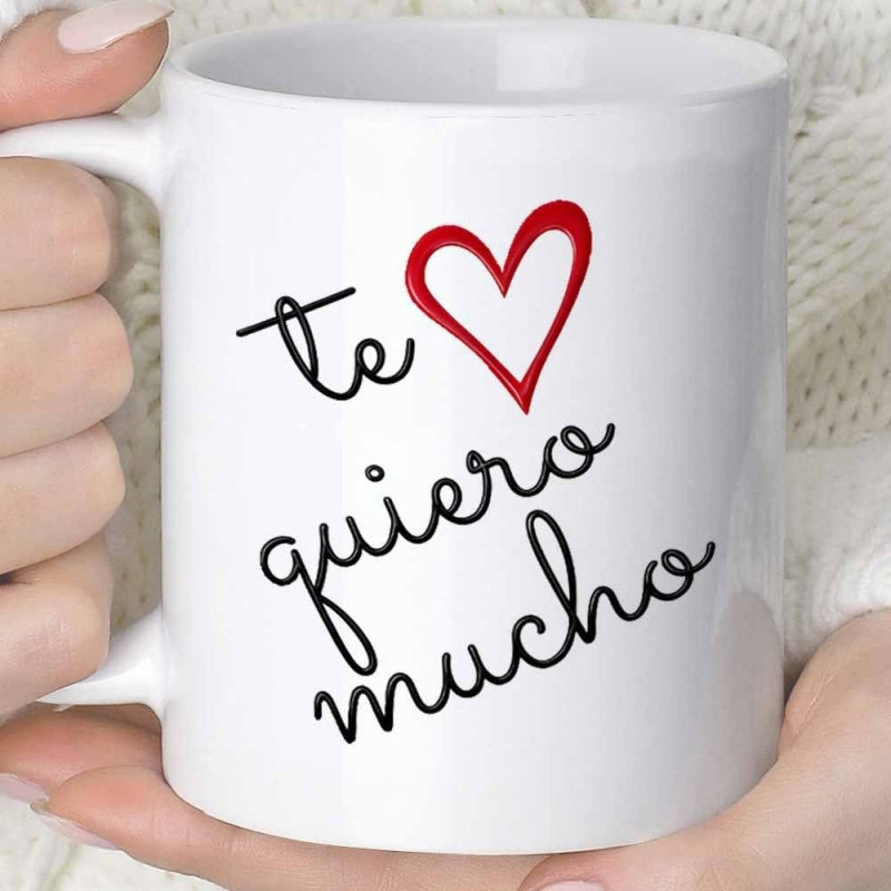 Tailorly White Ceramic 11 oz Mug - Minimalist Red Outlined Heart Floating Over Clean Heart