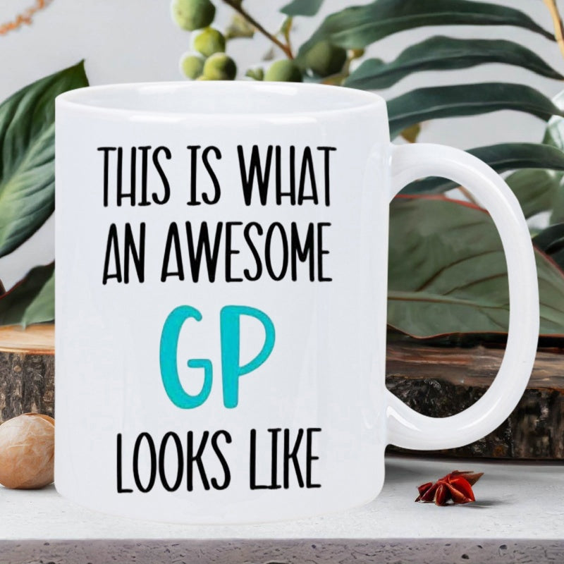 Tailorly White Ceramic 11 oz Mug - This Is What An Awesome GP Looks Like Minimalist Sleek White Ceramic Vessel With Bold Clean Typography Professional Mug