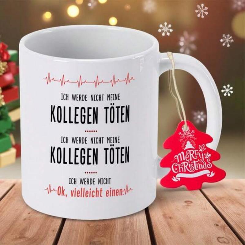 Tailorly White Ceramic 11 oz Mug - Merry Christmas Simple Red Heartbeat Monitor Line On A Minimalist