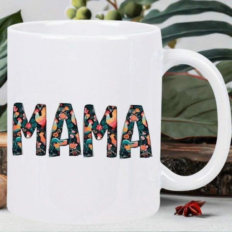 Tailorly White Ceramic 11 oz Mug - Mama Vibrant Botanical Garden With Blooming Flowers And Greenery Within Bold Mama