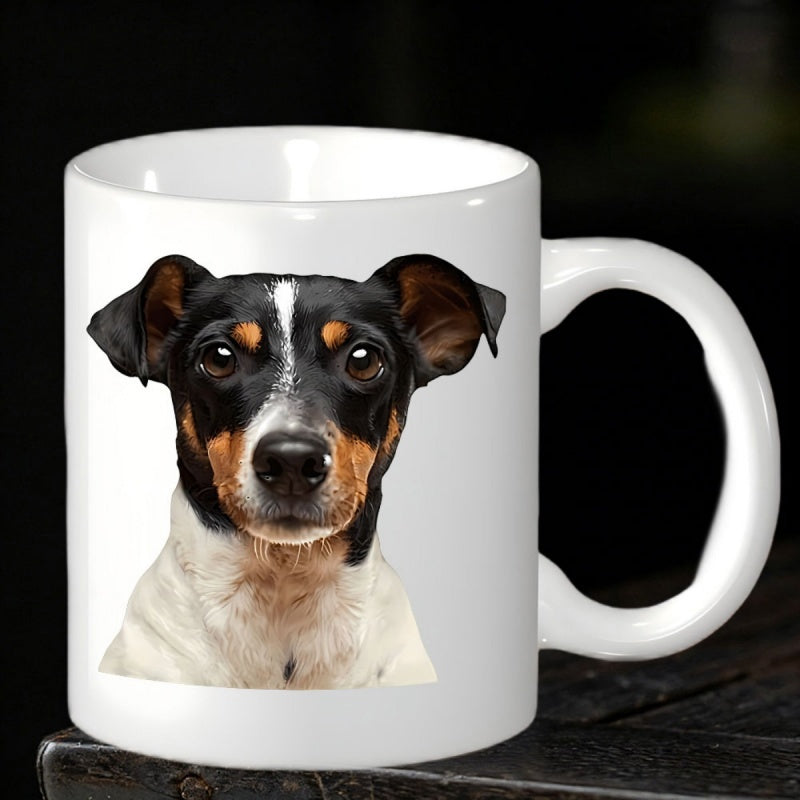 Tailorly White Ceramic 11 oz Mug - Detailed Close Up Portrait Of A Tricolor Jack Russell Terrier Dog