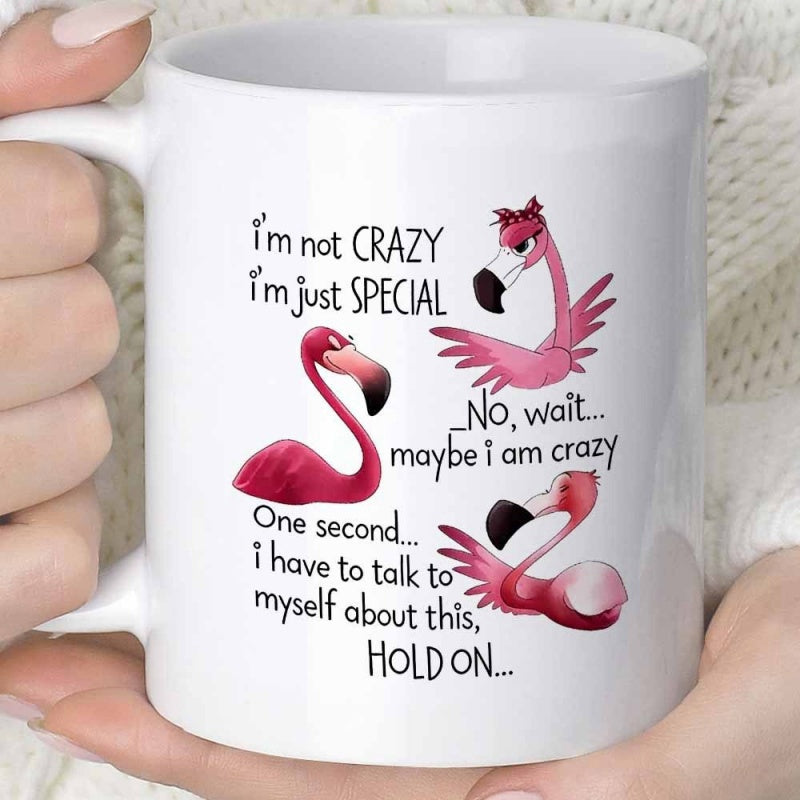 Tailorly White Ceramic 11 oz Mug - Im Not Crazy Im Just Special No Wait Maybe I Am Crazy One Second I Have To Talk To Myself About This Hold On Three Whimsical