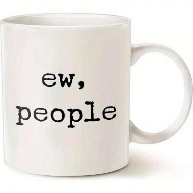 Tailorly White Ceramic 11 oz Mug - Ew People Minimalist Style Featuring Bold Black Typewriter Font On Plain Surface Mug