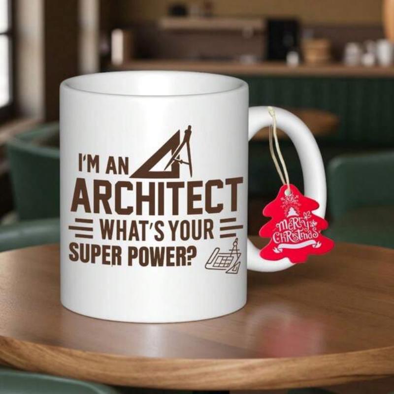 Tailorly White Ceramic 11 oz Mug - Im An Architect Whats Your Super Power Architectural Drafting Tools With Professional Ruler And Precise Compass Architect