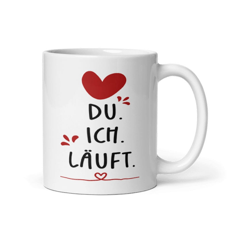 Tailorly White Ceramic 11 oz Mug - Vibrant Red Minimalist Graphic Splashes With Decorative Lower Line Heart