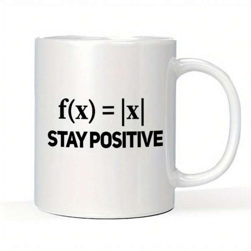 Tailorly White Ceramic 11 oz Mug - Stay Positive Modern Minimalist Mathematical Absolute Value Formula On Ceramic Mug