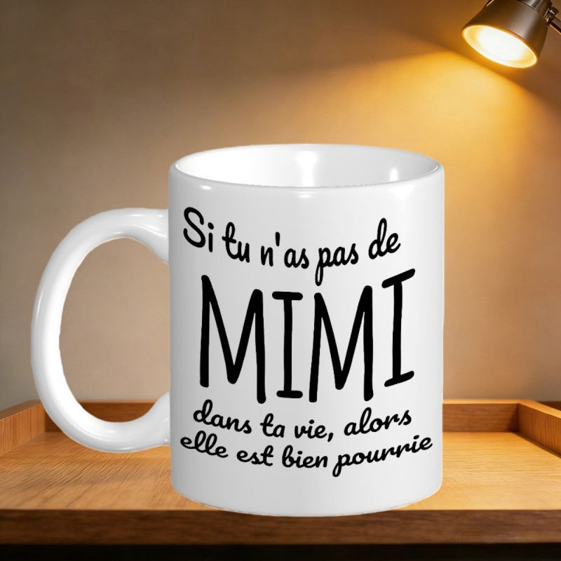 Tailorly White Ceramic 11 oz Mug - Elegant White Ceramic Vessel With Bold Minimalist Black Artistic Lettering Mug