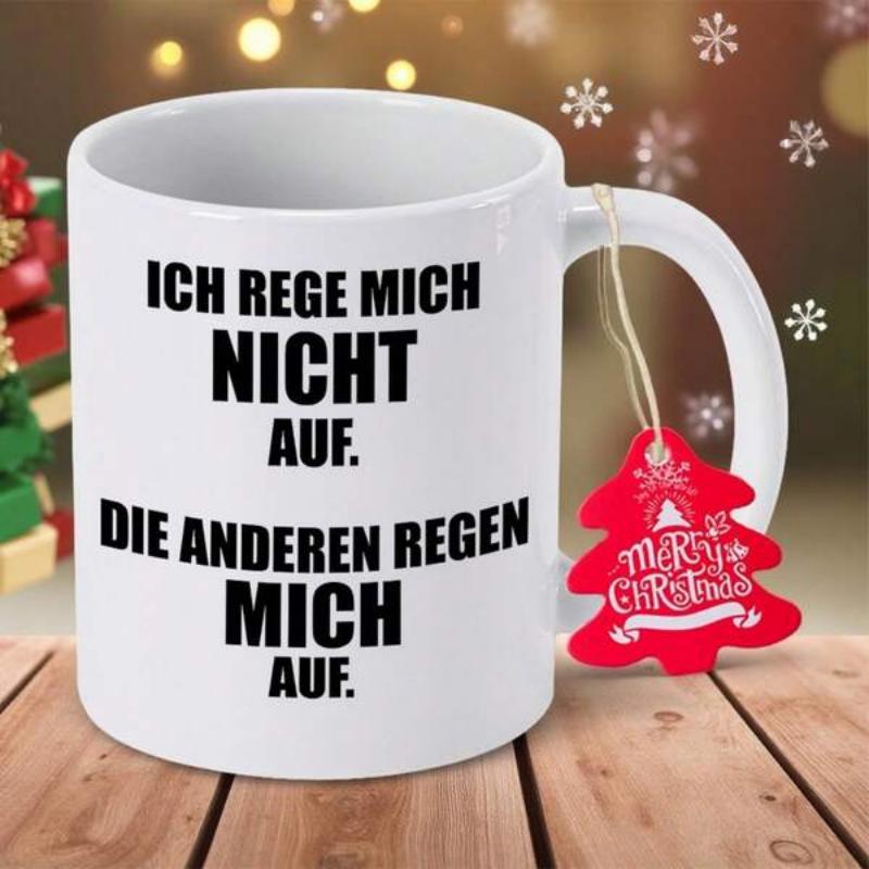 Tailorly White Ceramic 11 oz Mug - Merry Christmas Minimalist White Ceramic Kitchenware Featuring Festive Red Tree Tag Mug