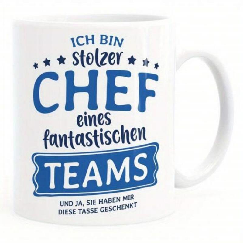Tailorly White Ceramic 11 oz Mug - Bold Blue Typographic Design Featuring Decorative Stars And Elegant Banner Mug