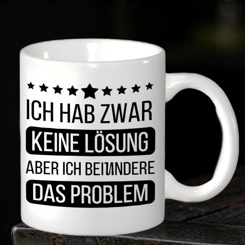 Tailorly White Ceramic 11 oz Mug - Row Of Small Black Stars Above Bold Sarcastic Lettering Print Mug