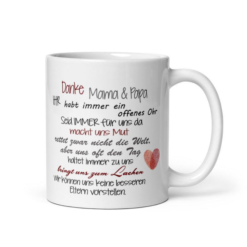 Tailorly White Ceramic 11 oz Mug - Simple Red Heart With Decorative Script Text On White Surface Heart