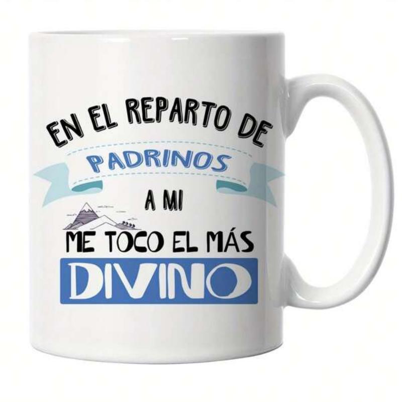 Tailorly White Ceramic 11 oz Mug - Simple Hand Drawn Mountain Peaks With Decorative Blue Banner Ribbon Graphic Mountain