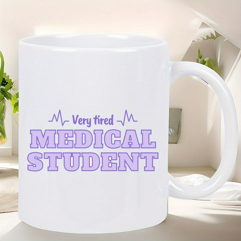 Tailorly White Ceramic 11 oz Mug - Very Tired Medical Student Simple Heartbeat Pulse Line Minimalist Graphic Design For Student